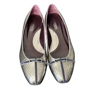 Via‎ Spiga Metallic Snakeskin Leather Flats – Made in Italy – Size 9M